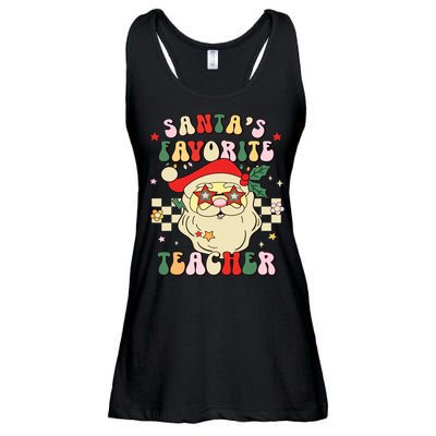 Santa Favorite Teacher Groovy Retro Christmas Boy Girl Ladies Essential Flowy Tank