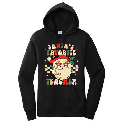 Santa Favorite Teacher Groovy Retro Christmas Boy Girl Women's Pullover Hoodie