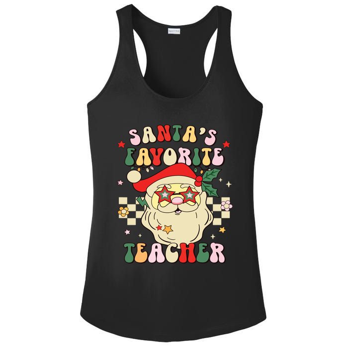 Santa Favorite Teacher Groovy Retro Christmas Boy Girl Ladies PosiCharge Competitor Racerback Tank