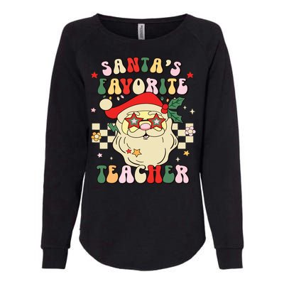 Santa Favorite Teacher Groovy Retro Christmas Boy Girl Womens California Wash Sweatshirt