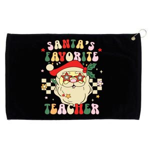 Santa Favorite Teacher Groovy Retro Christmas Boy Girl Grommeted Golf Towel