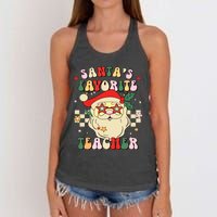 Santa Favorite Teacher Groovy Retro Christmas Boy Girl Women's Knotted Racerback Tank