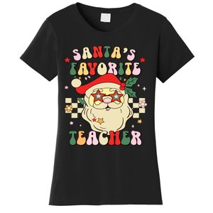 Santa Favorite Teacher Groovy Retro Christmas Boy Girl Women's T-Shirt