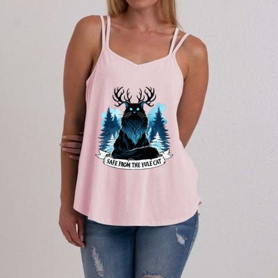 Safe From The Yule Cat Christmas Icelandic Iceland Folklore Women's Strappy Tank