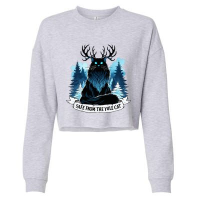 Safe From The Yule Cat Christmas Icelandic Iceland Folklore Cropped Pullover Crew