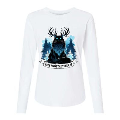 Safe From The Yule Cat Christmas Icelandic Iceland Folklore Womens Cotton Relaxed Long Sleeve T-Shirt