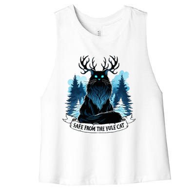 Safe From The Yule Cat Christmas Icelandic Iceland Folklore Women's Racerback Cropped Tank