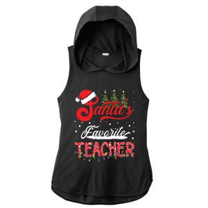 Santas Favorite Teacher Family Matching Group Christmas Ladies PosiCharge Tri-Blend Wicking Draft Hoodie Tank