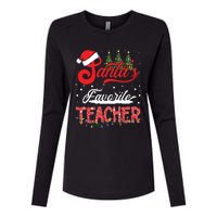 Santas Favorite Teacher Family Matching Group Christmas Womens Cotton Relaxed Long Sleeve T-Shirt