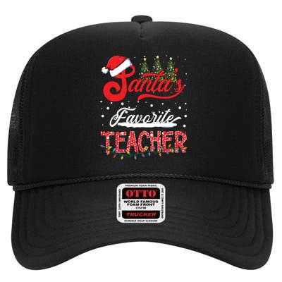 Santas Favorite Teacher Family Matching Group Christmas High Crown Mesh Back Trucker Hat