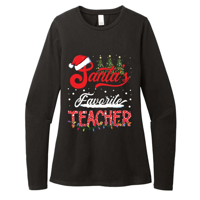 Santas Favorite Teacher Family Matching Group Christmas Womens CVC Long Sleeve Shirt