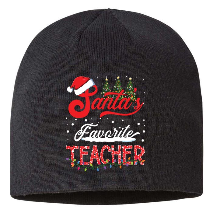 Santas Favorite Teacher Family Matching Group Christmas Sustainable Beanie