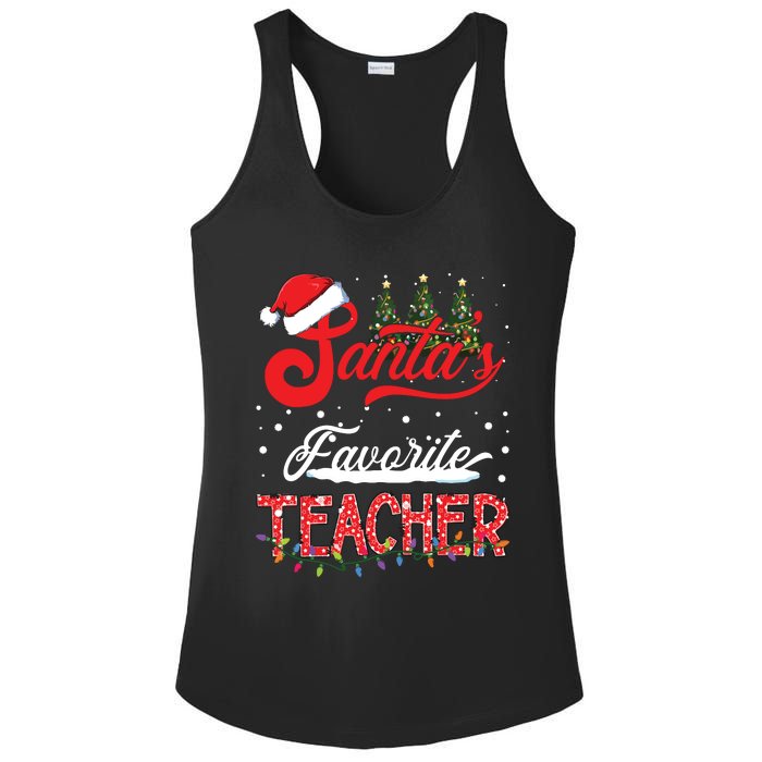 Santas Favorite Teacher Family Matching Group Christmas Ladies PosiCharge Competitor Racerback Tank