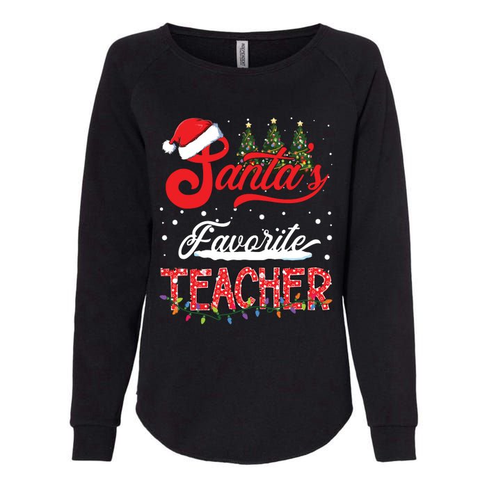 Santas Favorite Teacher Family Matching Group Christmas Womens California Wash Sweatshirt