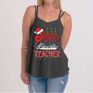 Santas Favorite Teacher Family Matching Group Christmas Women's Strappy Tank