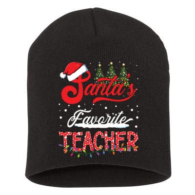 Santas Favorite Teacher Family Matching Group Christmas Short Acrylic Beanie