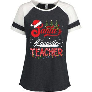 Santas Favorite Teacher Family Matching Group Christmas Enza Ladies Jersey Colorblock Tee