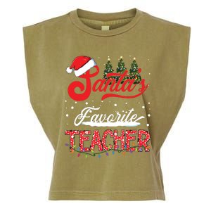 Santas Favorite Teacher Family Matching Group Christmas Garment-Dyed Women's Muscle Tee