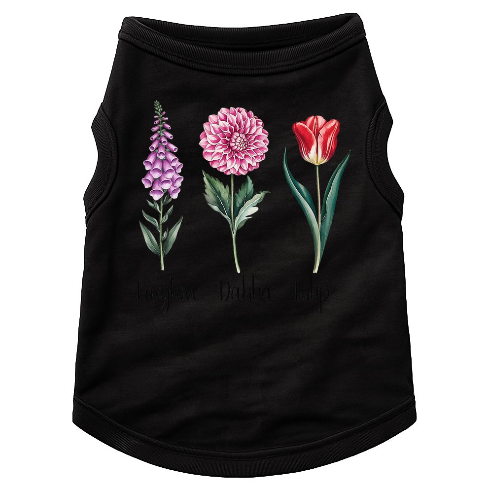 Subtle Floral Trump Flowers Foxglove Dahlia Tulip Doggie Tank