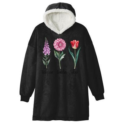 Subtle Floral Trump Flowers Foxglove Dahlia Tulip Hooded Wearable Blanket