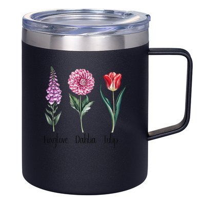 Subtle Floral Trump Flowers Foxglove Dahlia Tulip 12oz Stainless Steel Coffee Mug