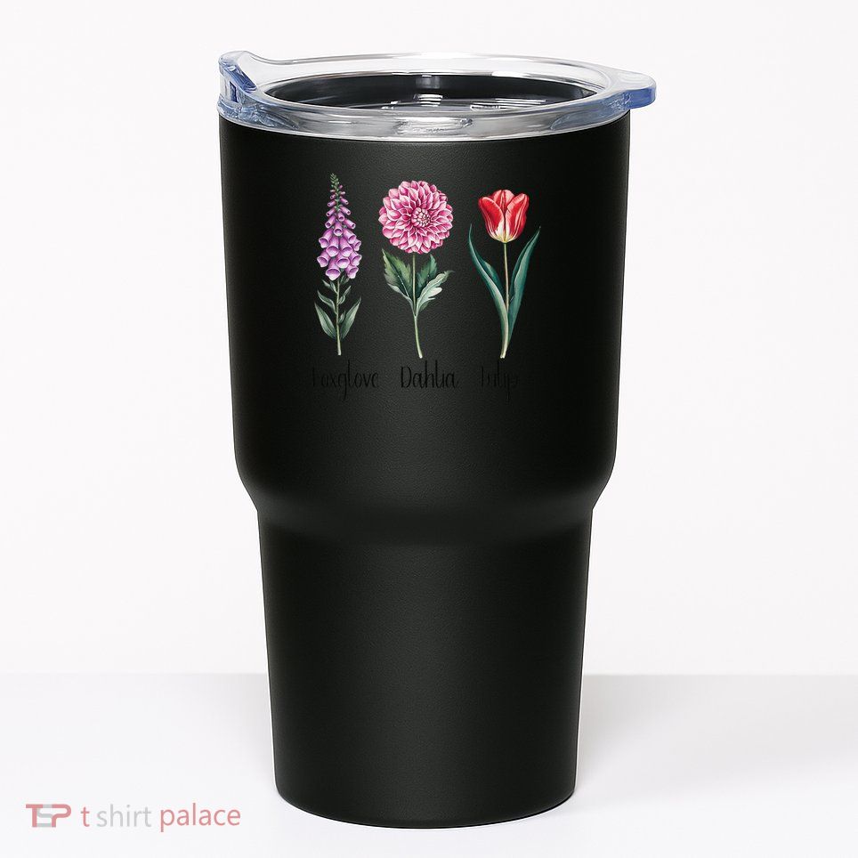 Subtle Floral Trump Flowers Foxglove Dahlia Tulip Tumbler
