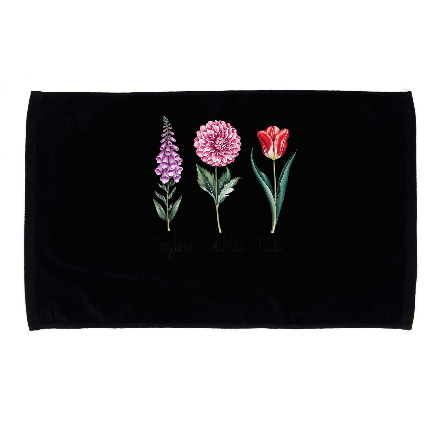 Subtle Floral Trump Flowers Foxglove Dahlia Tulip Microfiber Hand Towel