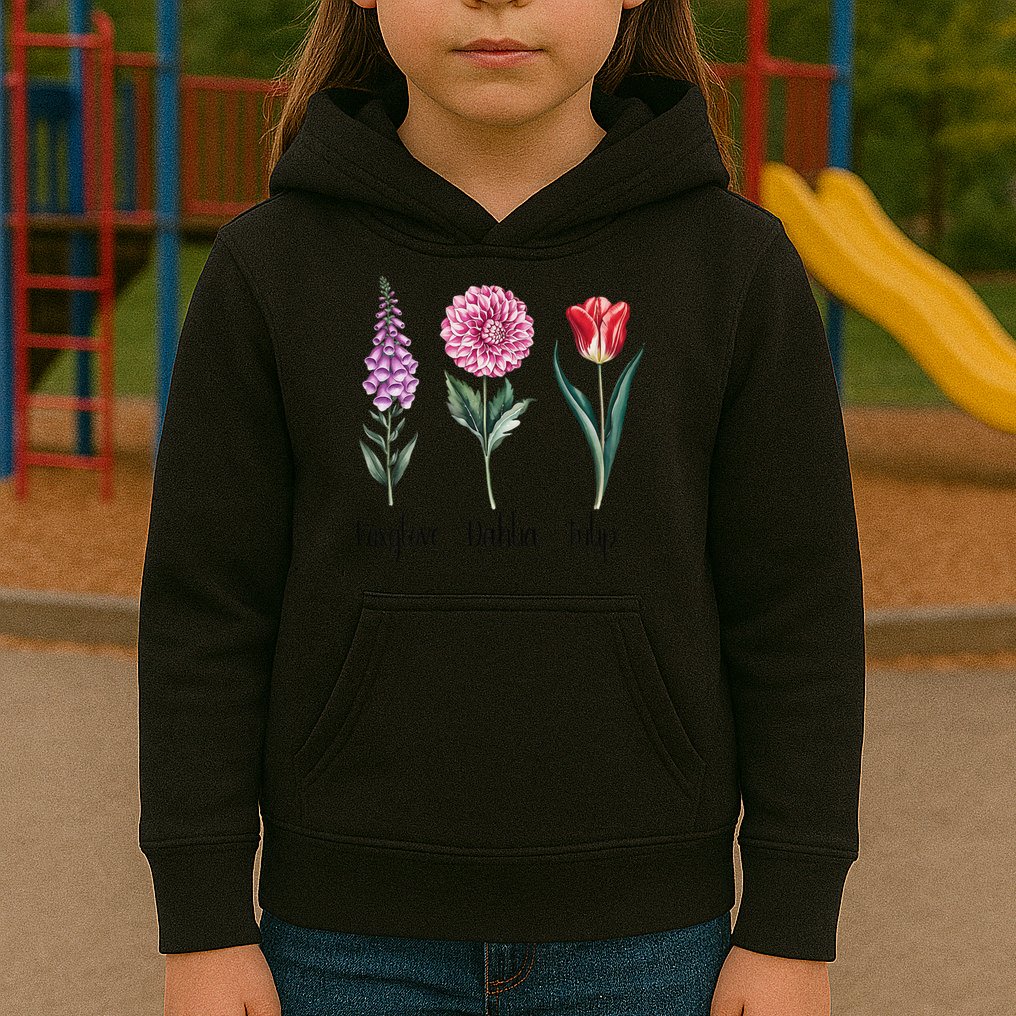 Subtle Floral Trump Flowers Foxglove Dahlia Tulip Kids Hoodie