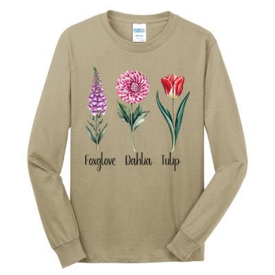 Subtle Floral Trump Flowers Foxglove Dahlia Tulip Tall Long Sleeve T-Shirt
