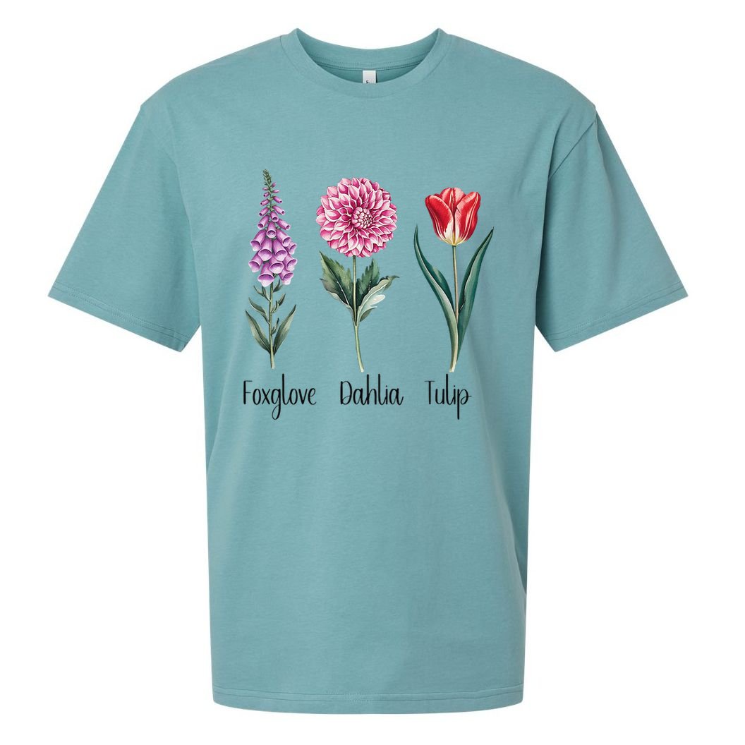 Subtle Floral Trump Flowers Foxglove Dahlia Tulip Sueded Cloud Jersey T-Shirt