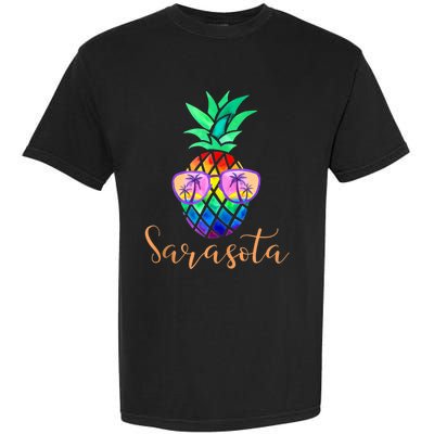 Sarasota Florida Tropical Funny Pineapple Summer Sunglasses Garment-Dyed Heavyweight T-Shirt