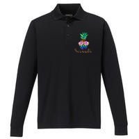 Sarasota Florida Tropical Funny Pineapple Summer Sunglasses Performance Long Sleeve Polo