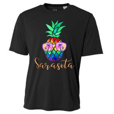 Sarasota Florida Tropical Funny Pineapple Summer Sunglasses Cooling Performance Crew T-Shirt