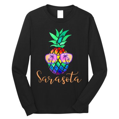 Sarasota Florida Tropical Funny Pineapple Summer Sunglasses Long Sleeve Shirt