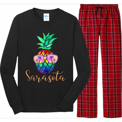 Sarasota Florida Tropical Funny Pineapple Summer Sunglasses Long Sleeve Pajama Set