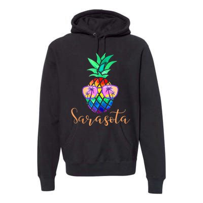 Sarasota Florida Tropical Funny Pineapple Summer Sunglasses Premium Hoodie