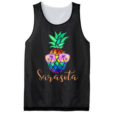 Sarasota Florida Tropical Funny Pineapple Summer Sunglasses Mesh Reversible Basketball Jersey Tank