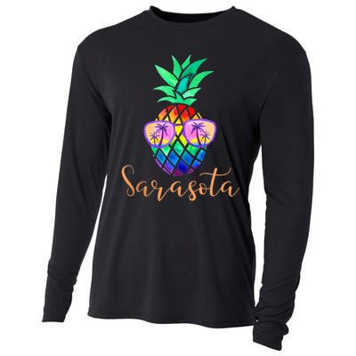 Sarasota Florida Tropical Funny Pineapple Summer Sunglasses Cooling Performance Long Sleeve Crew