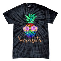 Sarasota Florida Tropical Funny Pineapple Summer Sunglasses Tie-Dye T-Shirt