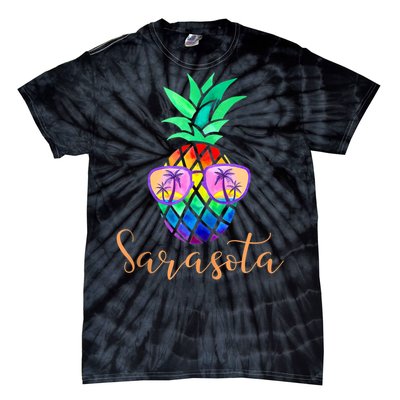 Sarasota Florida Tropical Funny Pineapple Summer Sunglasses Tie-Dye T-Shirt