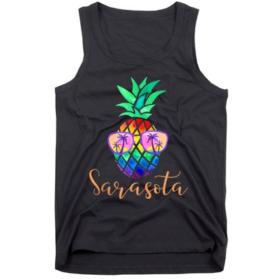 Sarasota Florida Tropical Funny Pineapple Summer Sunglasses Tank Top