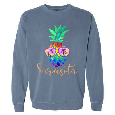 Sarasota Florida Tropical Funny Pineapple Summer Sunglasses Garment-Dyed Sweatshirt