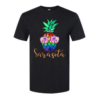 Sarasota Florida Tropical Funny Pineapple Summer Sunglasses Softstyle CVC T-Shirt