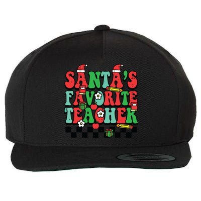 Santas Favorite Teacher Retro Groovy Christmas Xmas Women Wool Snapback Cap