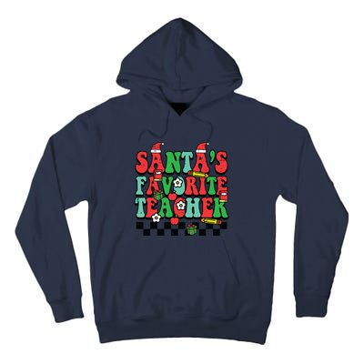 Santas Favorite Teacher Retro Groovy Christmas Xmas Women Tall Hoodie