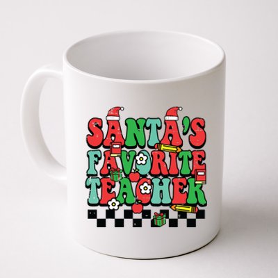 Santas Favorite Teacher Retro Groovy Christmas Xmas Women Coffee Mug