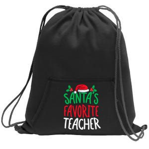 SantaS Favorite Teacher Christmas Day School Educator Sweatshirt Cinch Pack Bag