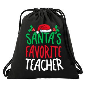 SantaS Favorite Teacher Christmas Day School Educator Drawstring Bag