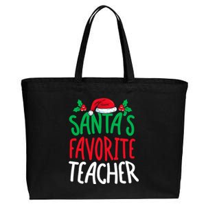 SantaS Favorite Teacher Christmas Day School Educator Cotton Canvas Jumbo Tote