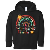 SantaS Favorite Teacher Christmas Funny Santa Hat Lights Toddler Hoodie